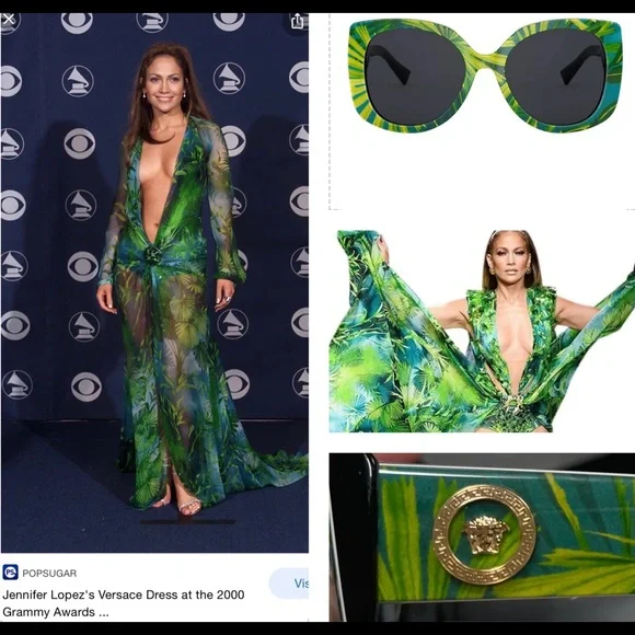 VERSACE SUNGLASSES WITH THE PALM LEAF THEME J LO MADE FAMOUS  display picture 3